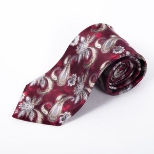 Ermenegildo Zegna Dark Red Paisley Silk Tie